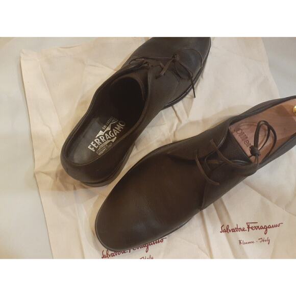 Salvatore Ferragamo STEFANO Men\'s chocolat Pebble Calf Shoes 10 1/2 Made In Ital main image 7